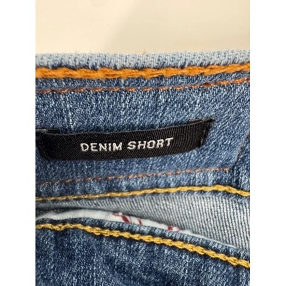True Religion Denim Shorts Mens 32 Blue Frayed Hem‎ Horseshoe Flap Pocket Y2K